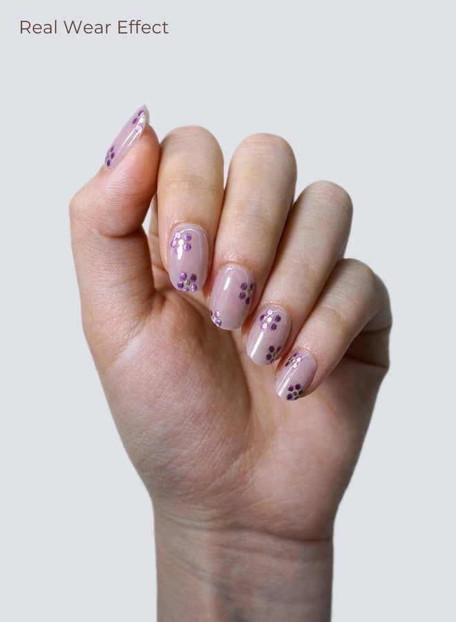 Beaolata Real Gel Nail Strips (No UV Light Needed) - 44Pcs Salon Quality Nail Stickers - Long Lasting Polish Wraps for Women, Easy Apply & Remove (Springtime Posy Pink) - Image 2