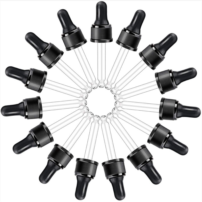 YGDZ Droppers for Essential Oils 15 Pack 15ml (1/2 Ounce) Glass Eye Dropper Tops - Fit for DoTerra Young Living 15ml Essential Oil Bottles - Image 1