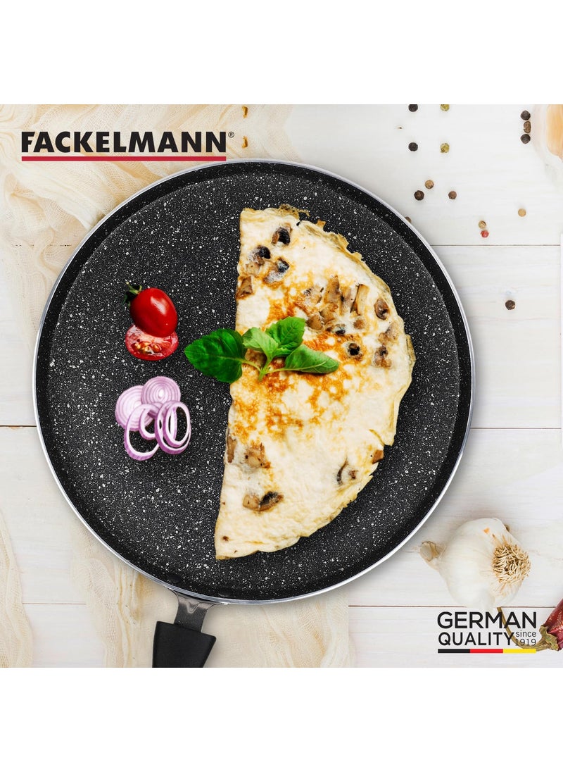 FACKELMANN Fackelmann 3 pcs Cookware 28 CM Tawa for Roti/Dosa and 24 CM Frying Pan, Non Stick | Cologne Range | Riveted Handles for Strong Hold | Even Heat Distribution for Efficient Cooking  - Image 3