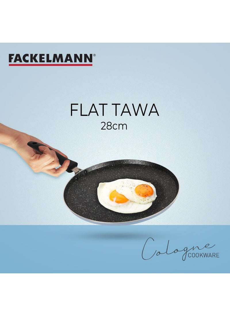FACKELMANN Fackelmann 3 pcs Cookware 28 CM Tawa for Roti/Dosa and 24 CM Frying Pan, Non Stick | Cologne Range | Riveted Handles for Strong Hold | Even Heat Distribution for Efficient Cooking  - Image 4