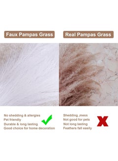 SPARK IT HOME 6 Pieces Fluffy Faux Pampas Grass Artificial Pampas Branches Fake Fluffy Stems Plants, Floor Vase Filler for Home, Wedding Boho Decor Flower Arrangement 45 cm/17 inches (White)  - Image 5