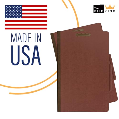 The File King Two Divider Legal Size Pressboard Classification File Folder - Brick Red | Made in America | Box of 10 | Top Tab | 2” Expansion | Durable 2-Inch Fastener Prongs - Image 5