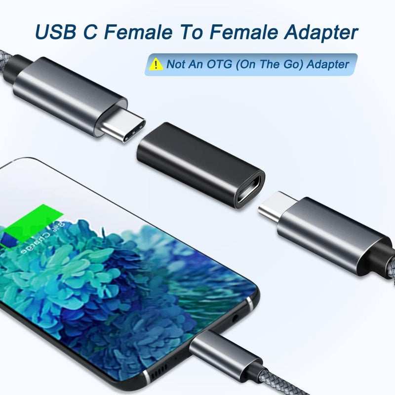 Basesailor محول USB C أنثى إلى أنثى 3-pack، USBC 3.1 10Gbps 100W PD موصل لتوصيل كابلين من نوع C، متوافق مع Thunderbolt 3 موصل تمديد لأجهزة USB-C، iPhone 16 - Image 5