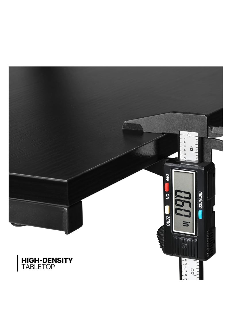 ZUIHAO L Shape Computer Desk with Storage Shelf Study Writing Table for Home Office, Modern Simple Style PC Desk, Black Metal Frame, Rural retr - Image 5