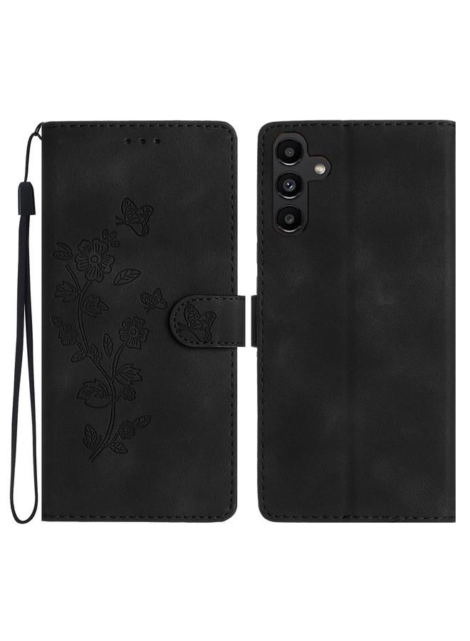 S-TOP Case For Samsung Galaxy A04s Flower Butterfly Embossing Pattern Leather Phone Case - Image 1