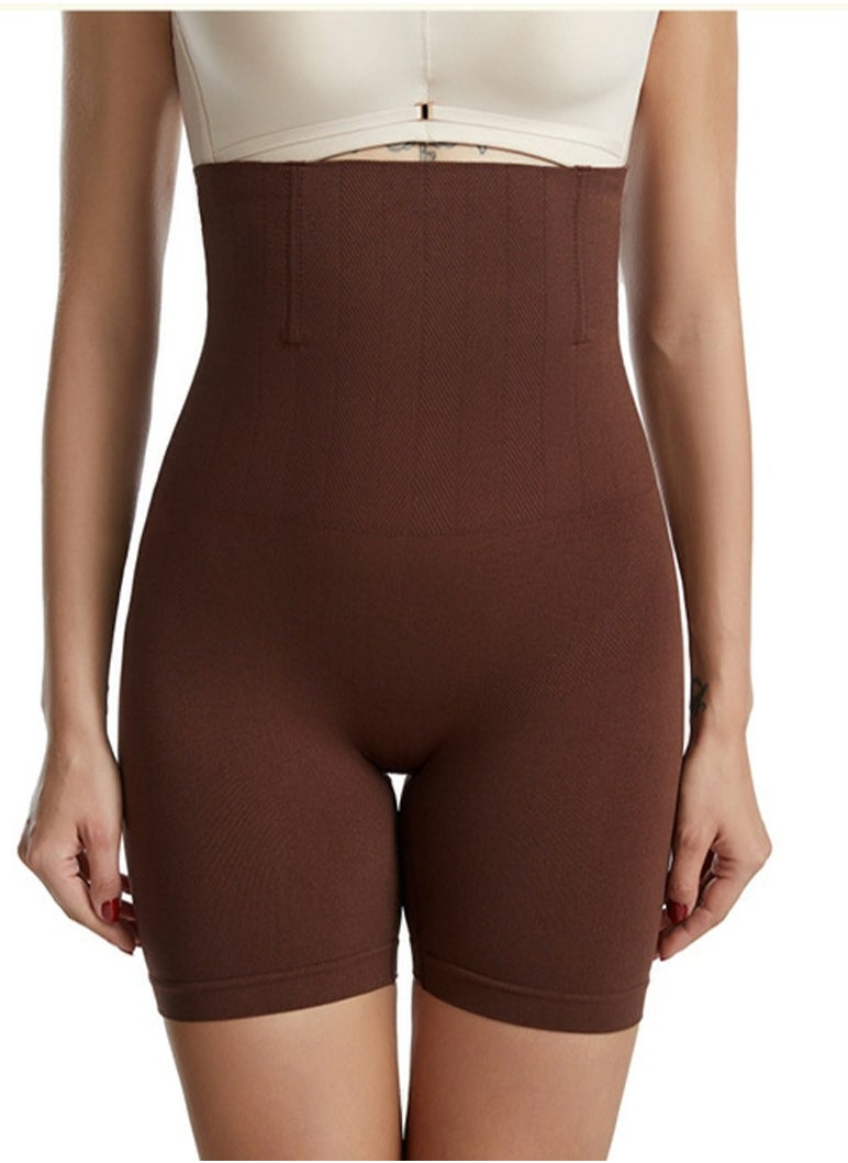 Loquat Womens Body Shaper Tummy Control Underwear Boxer Briefs Solid Color Slim High Waist Hip Lift Shapewear Safety Underpants Brown  - Image 1