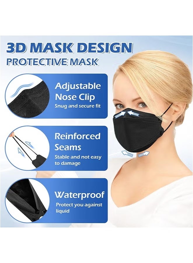 20 Piece Black Disposable Face Masks, 4 Layers Black Masks Individually Wrapped, with Elastic Ear Loop, Breathable and Comfortable Adult Masks - for Office, Outdoor, Daily Use - Image 4