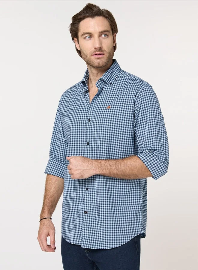 Mannerism The Crisp Check Light Blue Gingham Shirt with Fresh Breathable Cotton
