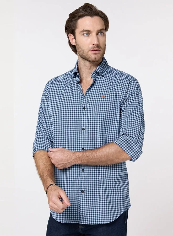 Mannerism The Crisp Check Light Blue Gingham Shirt with Fresh Breathable Cotton
