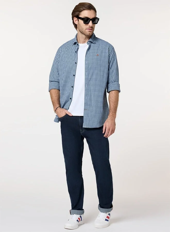 MANNERISM  The Crisp Check Light Blue Gingham Shirt with Fresh Breathable Cotton for Men | Best Price UAE