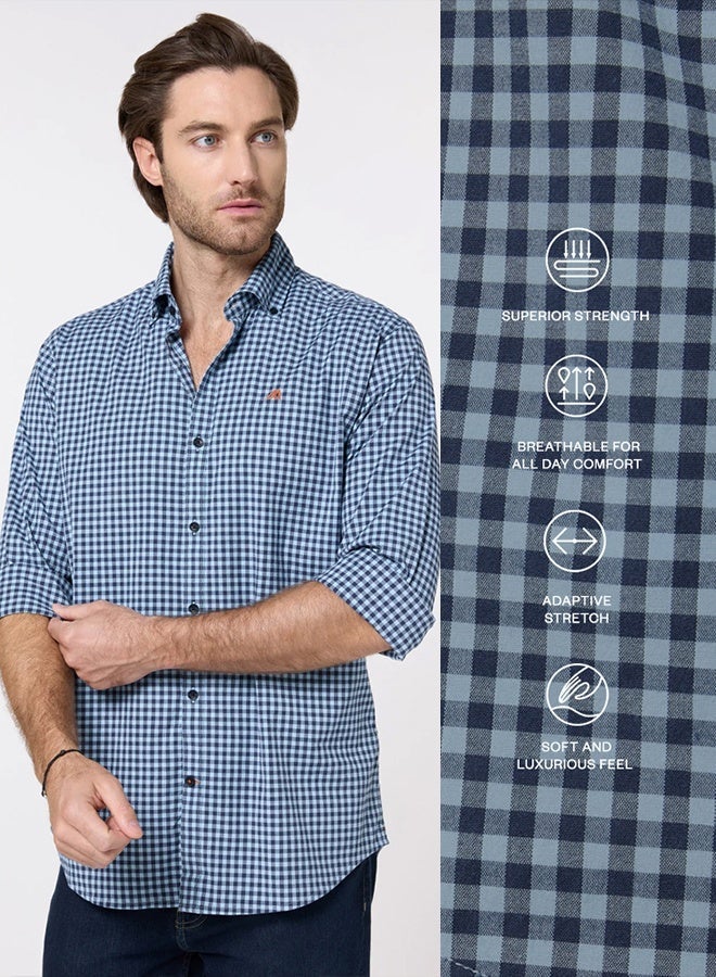 مانرزم The Crisp Check Light Blue Gingham Shirt with Fresh Breathable Cotton - Image 3