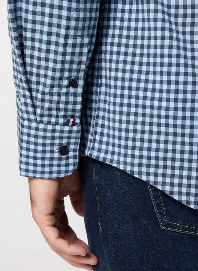 MANNERISM  The Crisp Check Light Blue Gingham Shirt with Fresh Breathable Cotton for Men | Best Price UAE