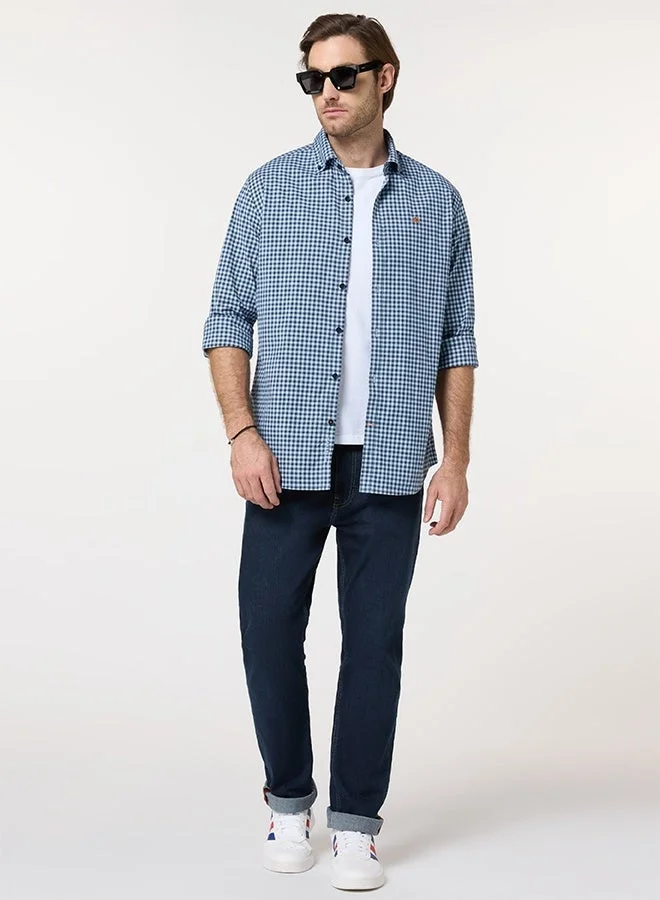 MANNERISM  The Crisp Check Light Blue Gingham Shirt with Fresh Breathable Cotton for Men | Best Price UAE