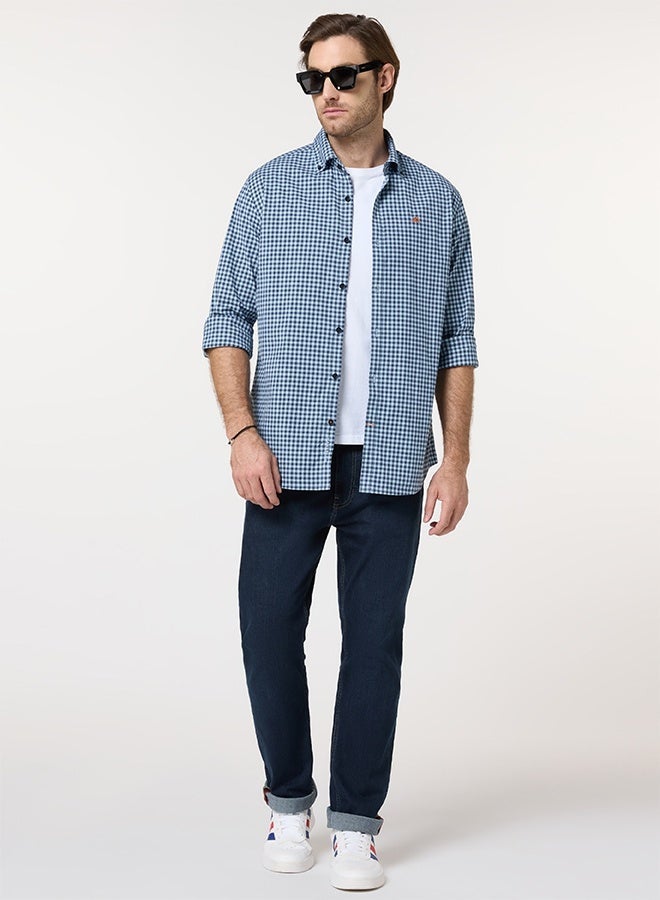 مانرزم The Crisp Check Light Blue Gingham Shirt with Fresh Breathable Cotton - Image 5