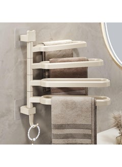 Swivel Towel Rack, Wall Mounted Self Adhesive Towel Rail Bathroom Organiser, Towel Holder 180 Degree Rotating Slipper Hanger 4 in 1, Space Saving Towel Holder for Bathroom, White - pzsku/ZF8B92C147CD7121D012DZ/45/_/1729500409/ac3833b1-38ef-4a7b-8039-3a1677f8c32a