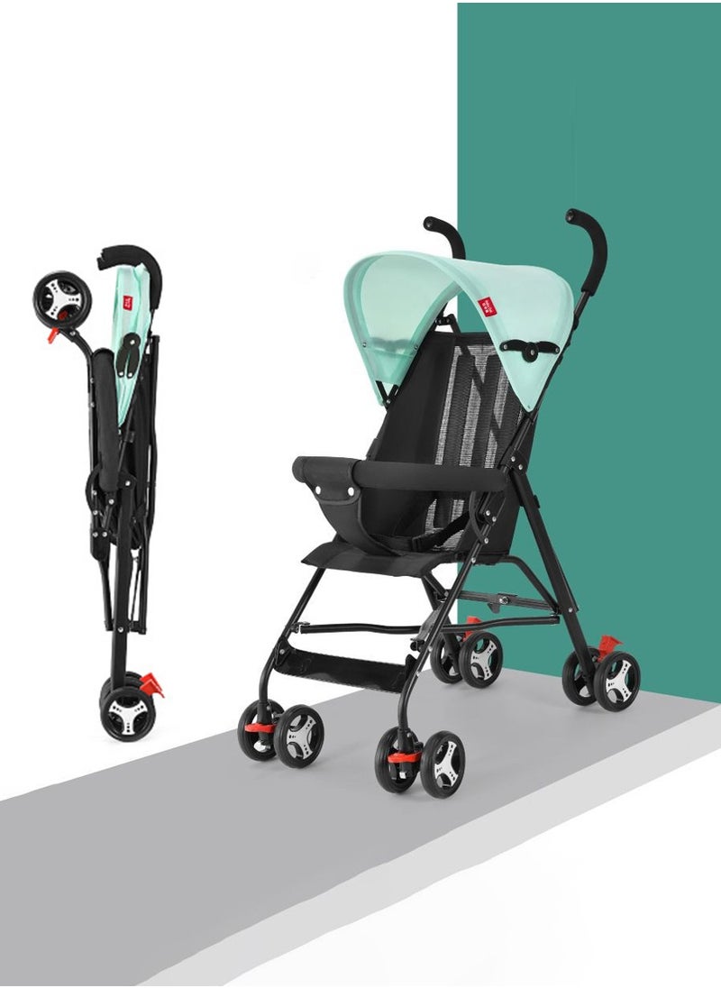 Beirui 4-Wheel Stroller Lightweight, Fast, One-Handed Folding with Top Tray Compact and Stylish Design for Newborn to 4 Years Baby Stroller, Child Stroller, Lightweight Travel Stroller with Adjustable Handle and Backrest, One-Handed Folding for Overhead Storage on Airplanes, Shopping, Walking, Traveling  - Image 1