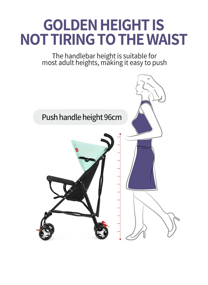 Beirui 4-Wheel Stroller Lightweight, Fast, One-Handed Folding with Top Tray Compact and Stylish Design for Newborn to 4 Years Baby Stroller, Child Stroller, Lightweight Travel Stroller with Adjustable Handle and Backrest, One-Handed Folding for Overhead Storage on Airplanes, Shopping, Walking, Traveling  - Image 2