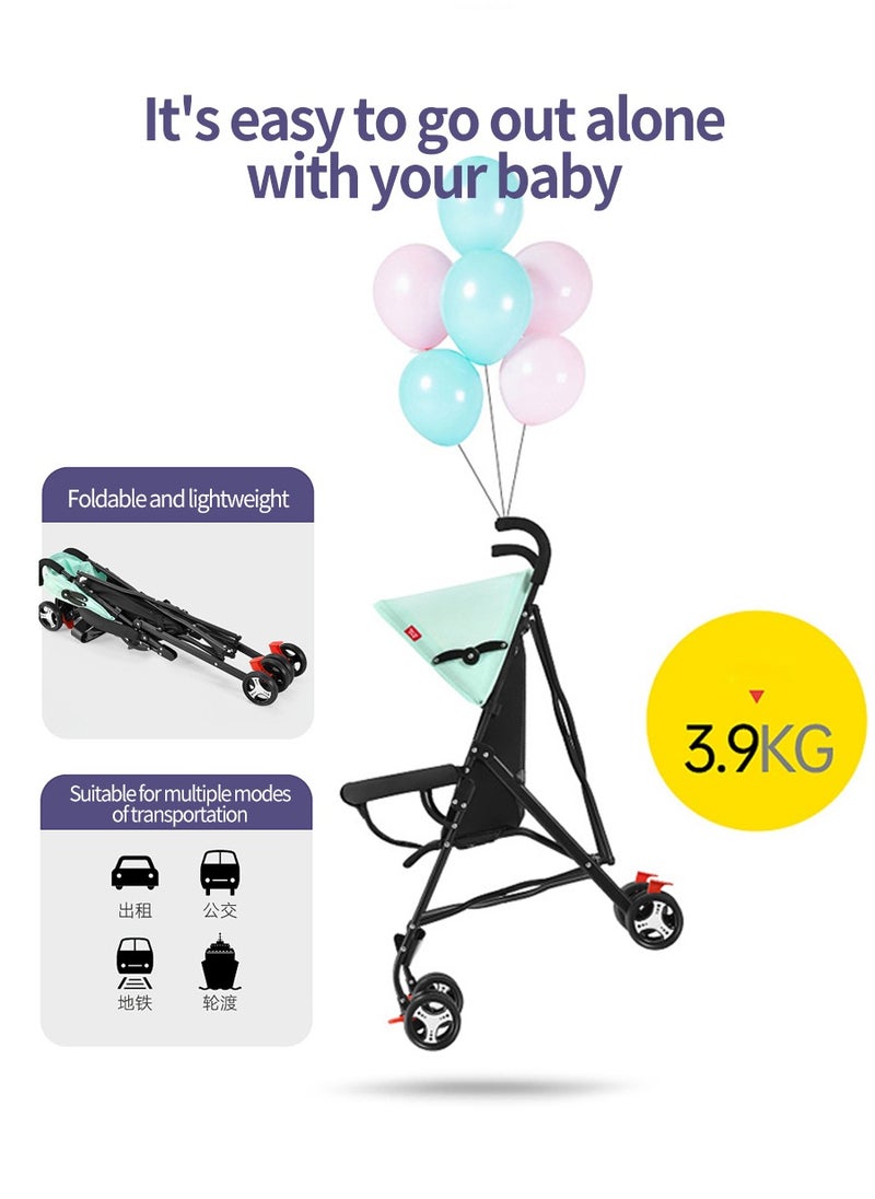 Beirui 4-Wheel Stroller Lightweight, Fast, One-Handed Folding with Top Tray Compact and Stylish Design for Newborn to 4 Years Baby Stroller, Child Stroller, Lightweight Travel Stroller with Adjustable Handle and Backrest, One-Handed Folding for Overhead Storage on Airplanes, Shopping, Walking, Traveling  - Image 4