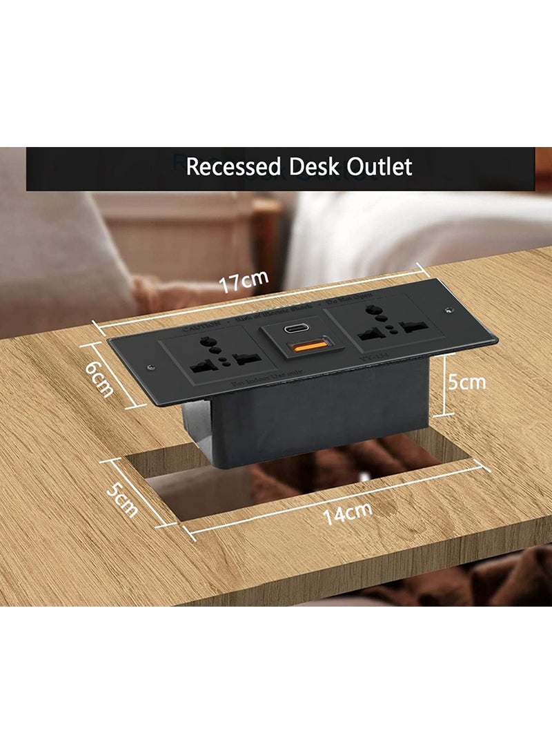 Mahmayi Mahmayi MP1 160x80 Writing Table Without Drawers - Oak with Black BS01 Desktop Socket with USB AC Port for Office, Home, and Meeting Room 17 cm - Image 2