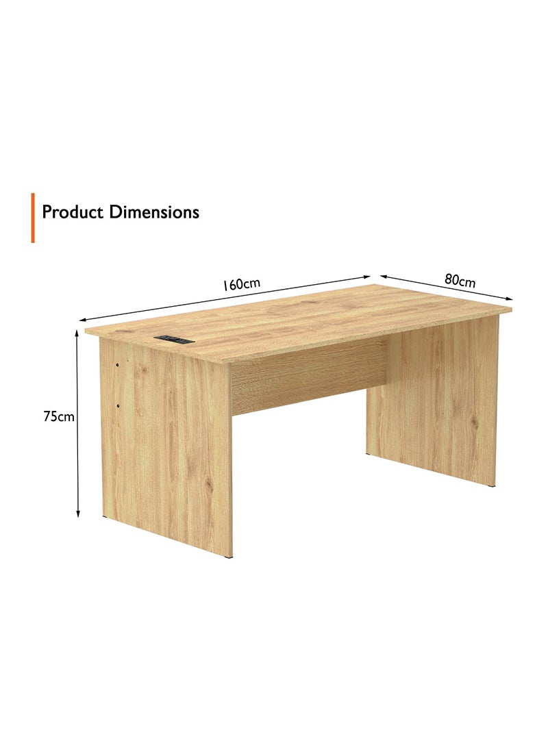 Mahmayi Mahmayi MP1 160x80 Writing Table Without Drawers - Oak with Black BS01 Desktop Socket with USB AC Port for Office, Home, and Meeting Room 17 cm - Image 3