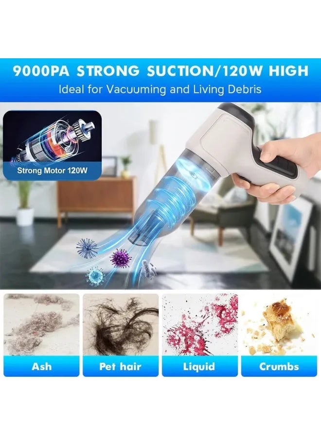 جرين تايجر مكنسة كهربائية صغيرة متعددة الوظائف محمولة مع شاشة عرض رقمية وشحن من النوع C - فضي/رمادي - Image 5