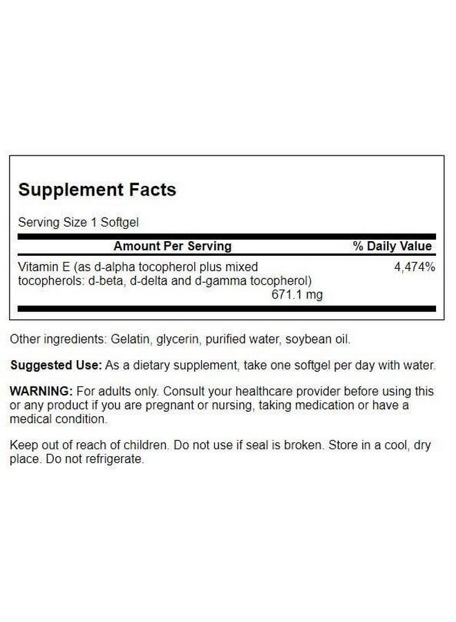 SWANSON Swanson Vitamin E Mixed Tocopherols 1000 Iu (671.1 Milligrams) 250 Sgels  - Image 2