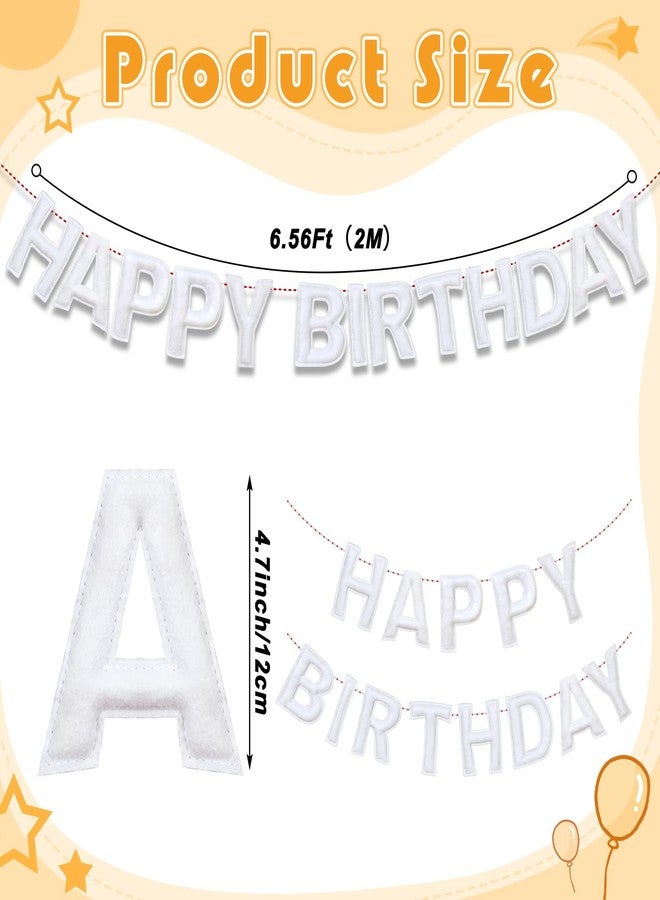 Mindsoft Felt Happy Birthday Garland Rainbow Banner Reusable Happy Birthday Sign Party Supply for Party Decor(White Color,Normal) - Image 2