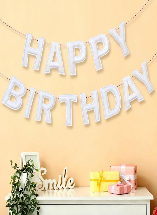Mindsoft Felt Happy Birthday Garland Rainbow Banner Reusable Happy Birthday Sign Party Supply for Party Decor(White Color,Normal) - Image 4