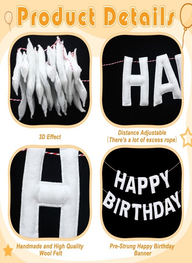 Mindsoft Felt Happy Birthday Garland Rainbow Banner Reusable Happy Birthday Sign Party Supply for Party Decor(White Color,Normal) - Image 3