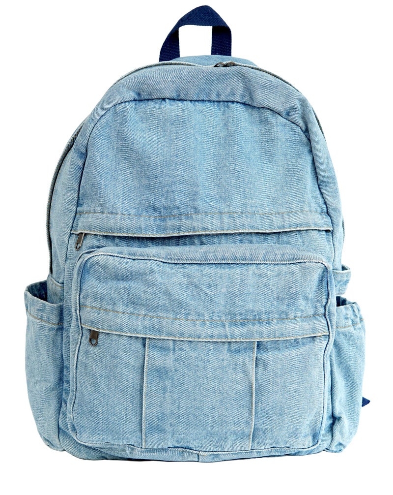 YunZh Denim Backpack Casual Style Lightweight Jeans Backpacks Classic Retro Travel Daypack - Image 1