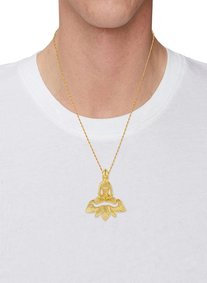 Memoir Brass 24Kt Micron Gold Gautam Buddha on Lotus chain Pendant Necklace, for Men Women Buddhist Tibetan spiritual Jewellery(PCDM3786-Buddha) - Image 5