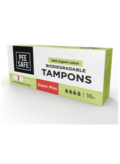 PEESAFE PeeSafe 100% Organic Cotton Tampons, Comfortable & Stain-Free, Biodegradable, Dermatologically tested, Very heavy flow Super Plus size, 16 tampons Pack Of 3  - Image 3