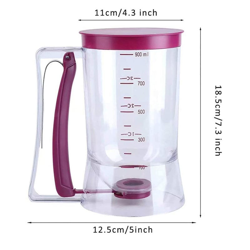 PCTC 4 Cup Pancake Cupcake Batter Dispense, 900mL Pancake Dispenser For Batter With Measuring Label Squeeze Handle Bracket and Silicone food brush for Cupcakes Crepes, Cake or Any Baked Goods - Image 2