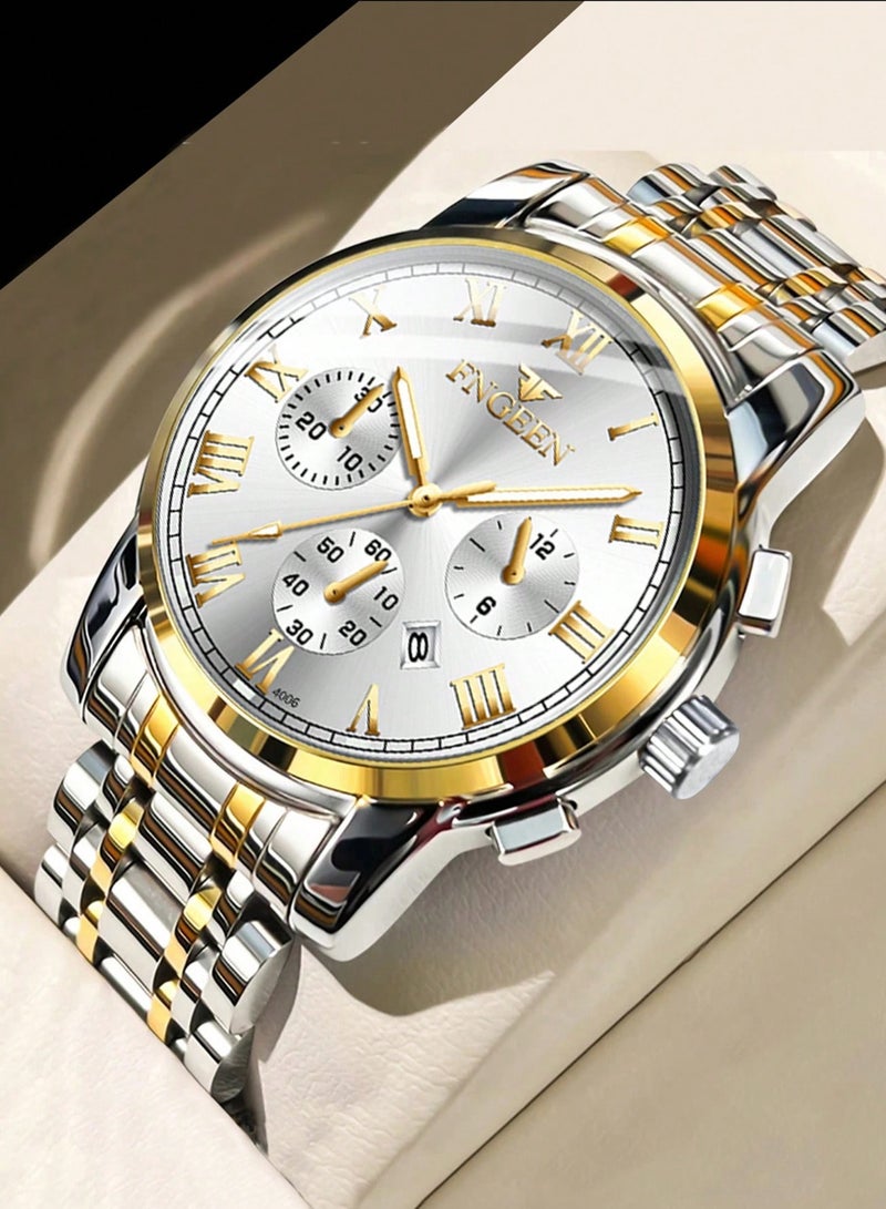 FNGEEN 4006 Men Watches Top Brand Luxury Waterproof Date Clock Male Steel Strap Casual Quartz Watch Sports Wrist Watch Men - Image 1
