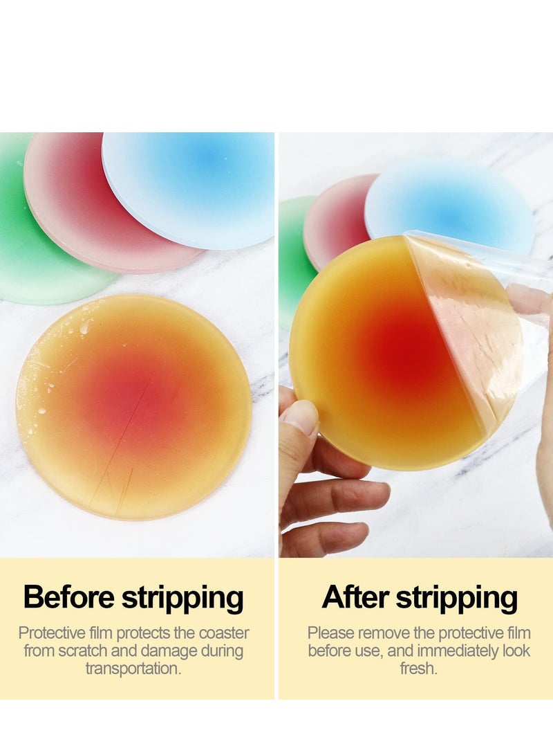 4 Pcs Colorful Acrylic Coasters, Round Non-Slip Coasters Round Cute Coasters 3.8 Inch Round Non-Slip Coasters for Coffee Cup, Tea Cup, Water Cup