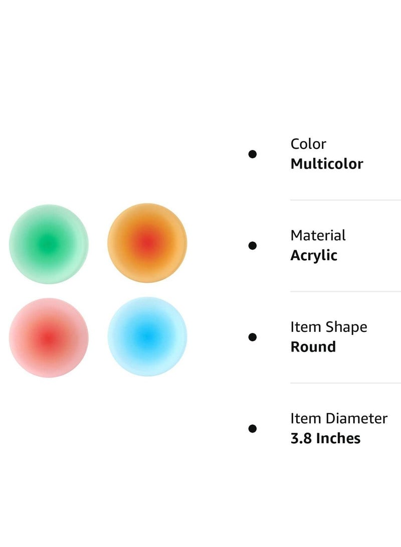 4 Pcs Colorful Acrylic Coasters, Round Non-Slip Coasters Round Cute Coasters 3.8 Inch Round Non-Slip Coasters for Coffee Cup, Tea Cup, Water Cup