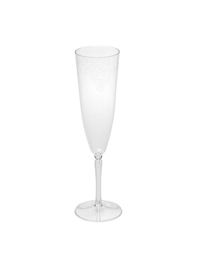 Restaurantware 4 Ounce Plastic Champagne Flutes, 100 Tall Mimosa Glasses - Disposable, Lace Detail, Clear Plastic Disposable Champagne Glasses, For Parties And Weddings, For Beverages Or Cocktails  - Image 1