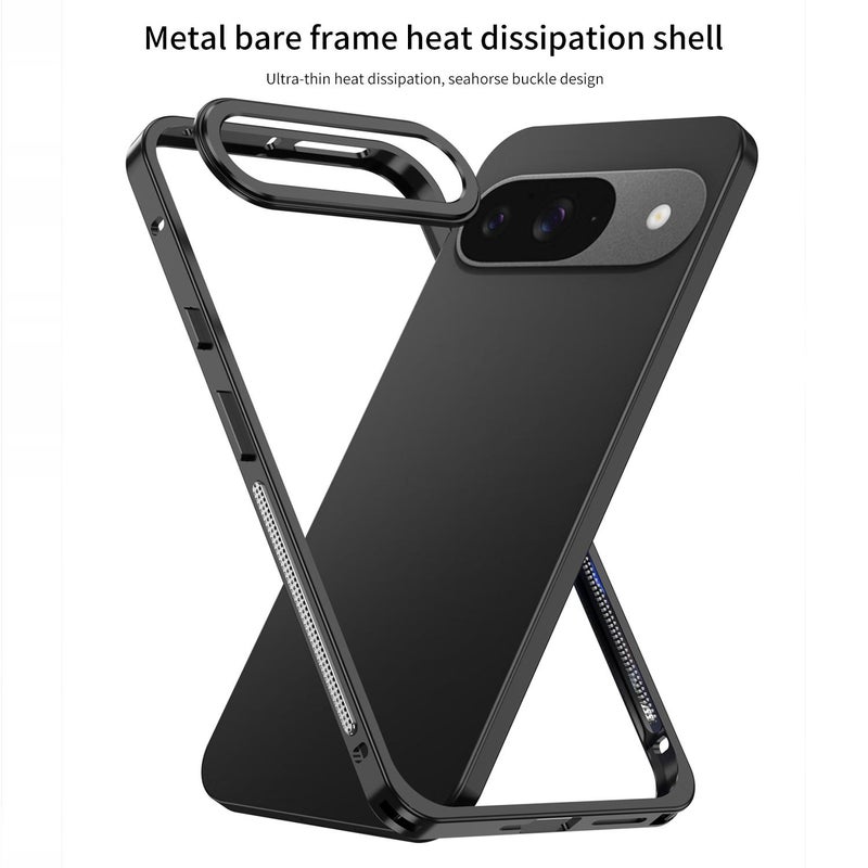 erorex For Google Pixel 10 / 10 Pro Metal Frame Heat Dissipation Phone Case with Camera Guard Ring(Gray) - Image 2