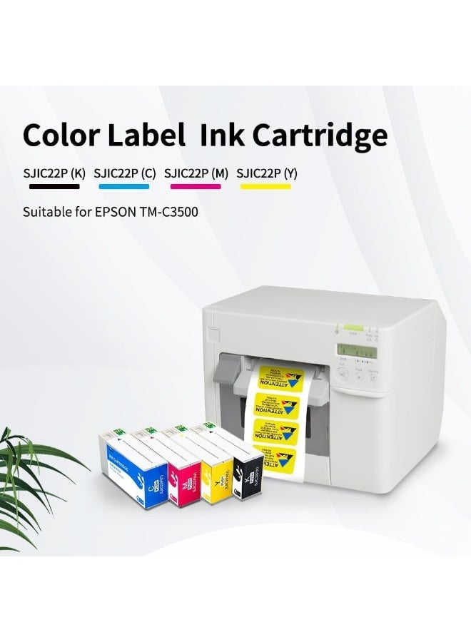 SKY SJIC22P (Pack of 4) Ink Cartridge with Latest Chips Cartridge Compatible with Color Works TM-C3500 TM-C3510 TM-C3520 C3500 C3510 C3520 Printer - Image 3