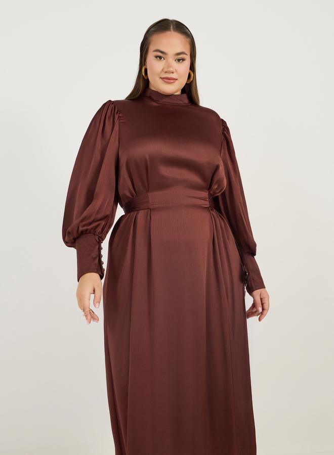 Styli Satin Bishop Sleeve Dress  - Image 2
