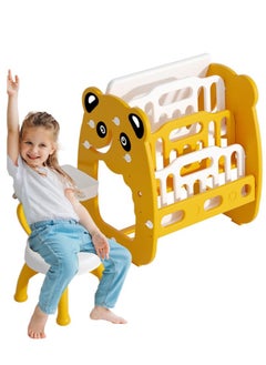 Desk and Chair Set,3-in-1 Multifunctional Children's Kids Home Student tudent Bookcase Organizer with Study Table Shelf and Stool for Bedroom Study Room