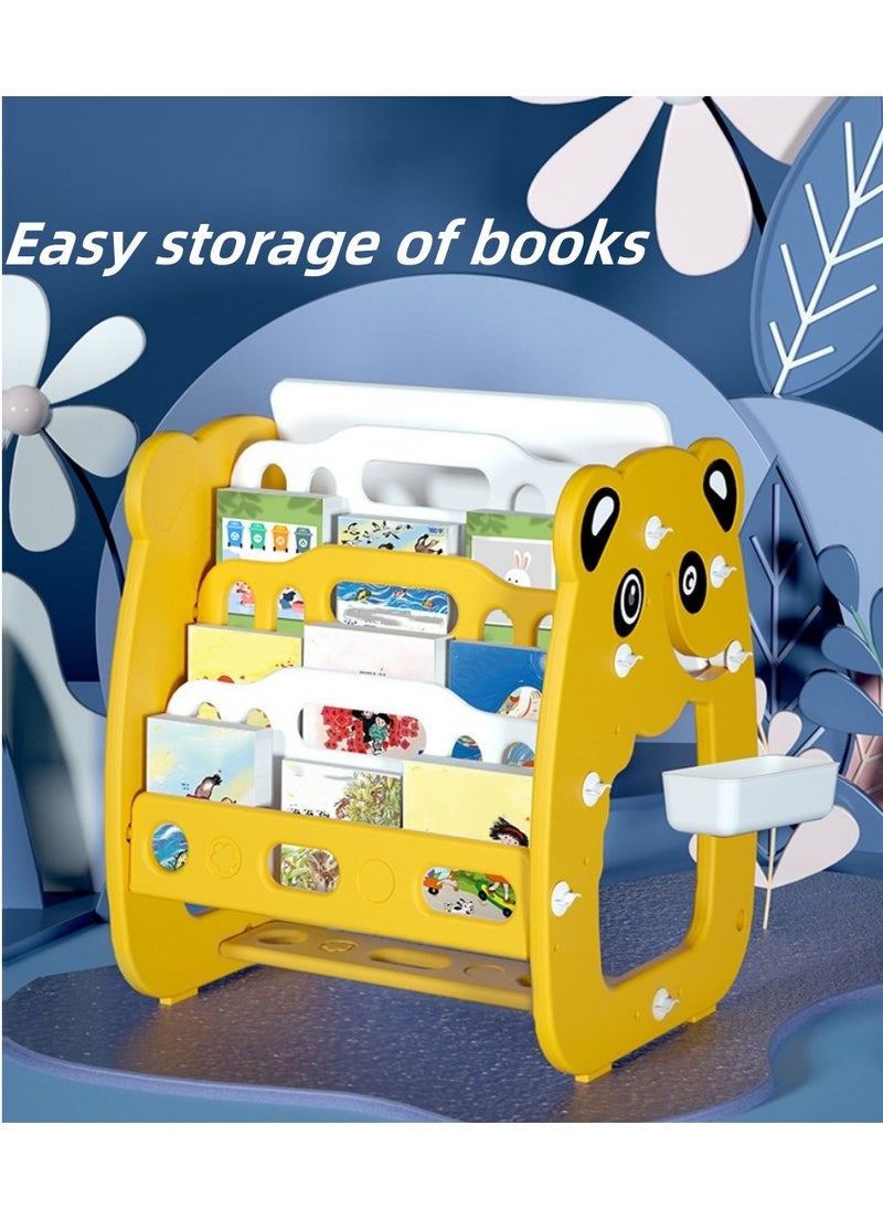XiuWoo - Desk and Chair Set,3-in-1 Multifunctional Children's Kids Home Student tudent Bookcase Organizer with Study Table Shelf and Stool for Bedroom Study Room - Image 1