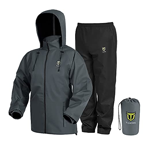 TIDEWE Rain Suit, Waterproof Breathable Lightweight Rainwear (Gray Size S) - Image 1