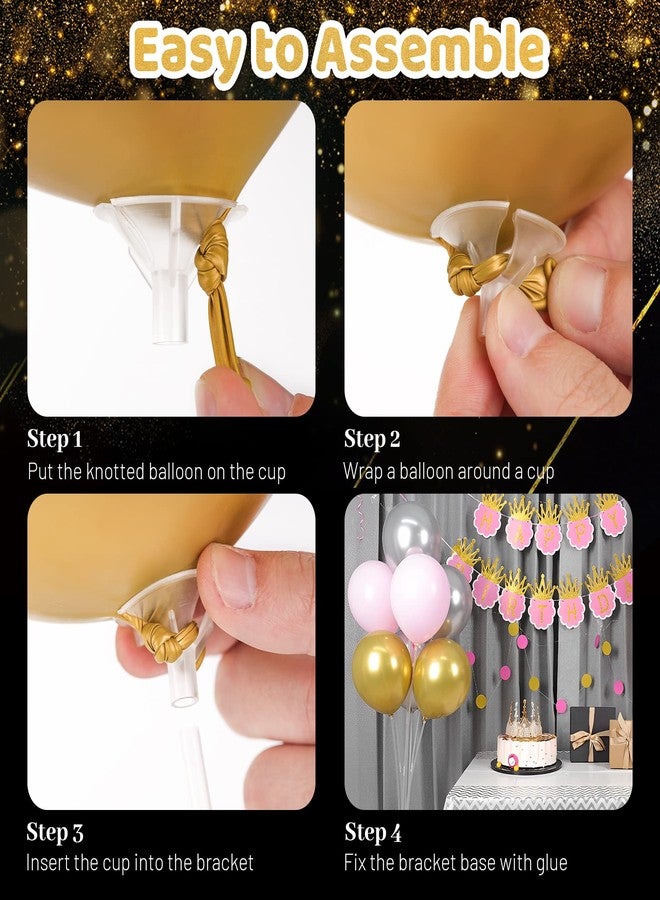 JOYYPOP 12 Sets Balloon Stand Kit For Table, Balloon Sticks with Base Birthday Graduation Party Decorations Wedding - Image 4