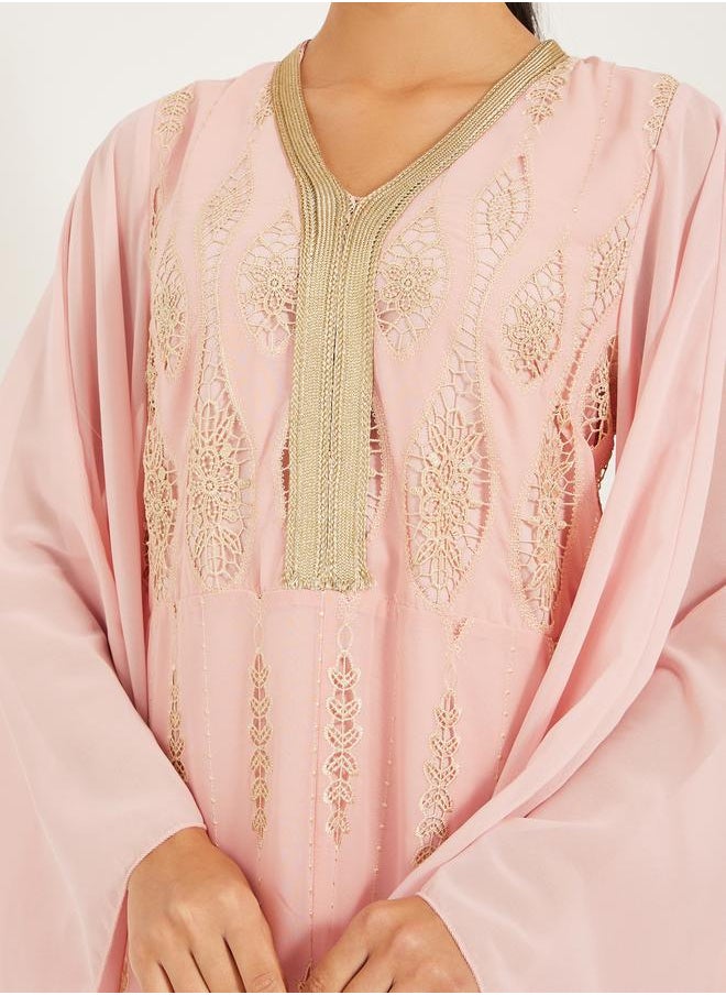 Styli Embroidered Batwing Sleeve Jalabiya  - Image 4