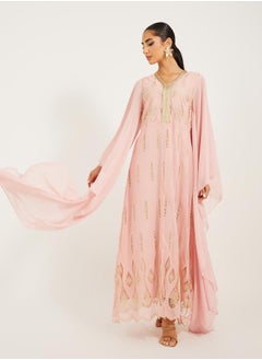 Styli Embroidered Batwing Sleeve Jalabiya  - Image 2