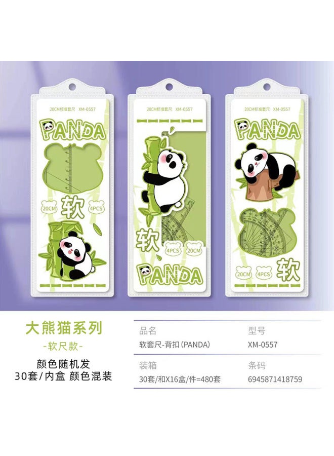 HELPS Elementary School Student Cartoon Ruler Set Four-piece Customized Student 20cm Transparent Ruler Set Cute School Supplies Stationery - Image 1