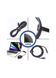 JOTO (4 Pack) Cable Management Sleeve with 10 Pieces Cable Tie, 20 inch Cord Organizer System with Zipper for TV/Computer/Home Entertainment, Flexible Cable Sleeve Wrap Cover -Black  - Image 2