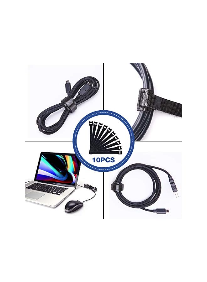 JOTO (4 Pack) Cable Management Sleeve with 10 Pieces Cable Tie, 20 inch Cord Organizer System with Zipper for TV/Computer/Home Entertainment, Flexible Cable Sleeve Wrap Cover -Black - Image 2
