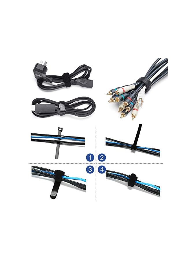 JOTO (4 Pack) Cable Management Sleeve with 10 Pieces Cable Tie, 20 inch Cord Organizer System with Zipper for TV/Computer/Home Entertainment, Flexible Cable Sleeve Wrap Cover -Black - Image 5